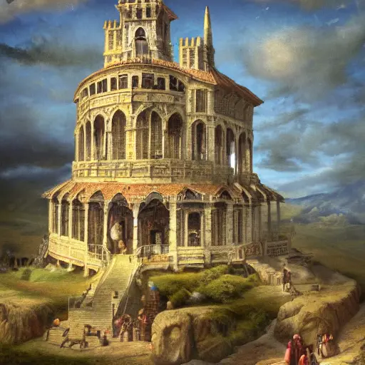 01223-3012319998-A realistic photo of the Babel tower, 4k, detailed, trending in artstation, fantasy vivid colors, photorealism, professional his.webp